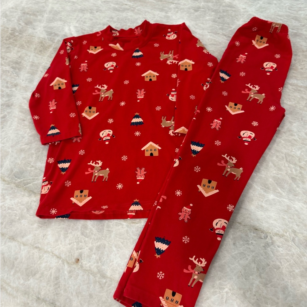 Kids Pima cotton European Christmas gingerbread man pajama set size 7/8